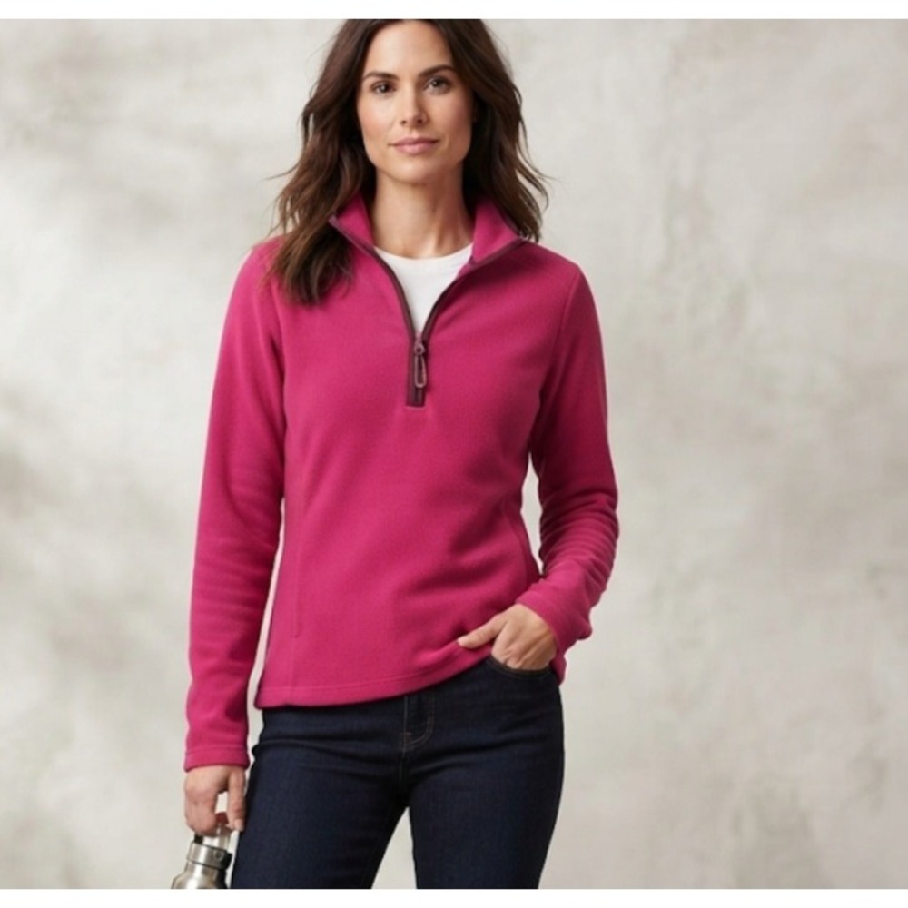 Old Navy Womens Magenta Pink Quarter Zip Fleece Pullover Mock Neck Large